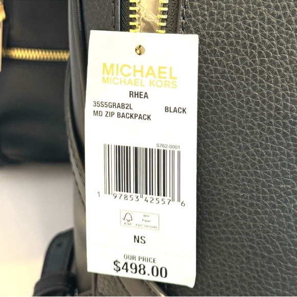 Michael Kors Rhea Medium Pebbled Leather Backpack Black - Picture 8 of 8